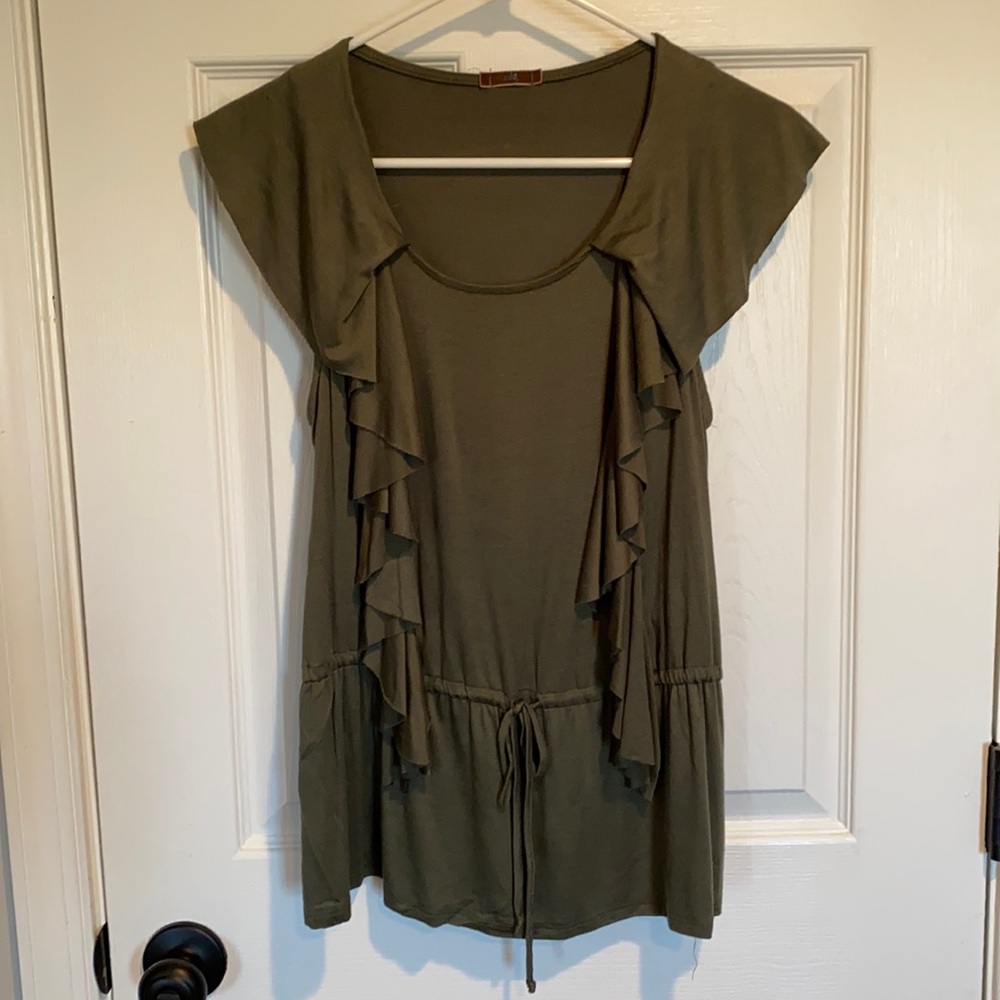 Olive ruffled top